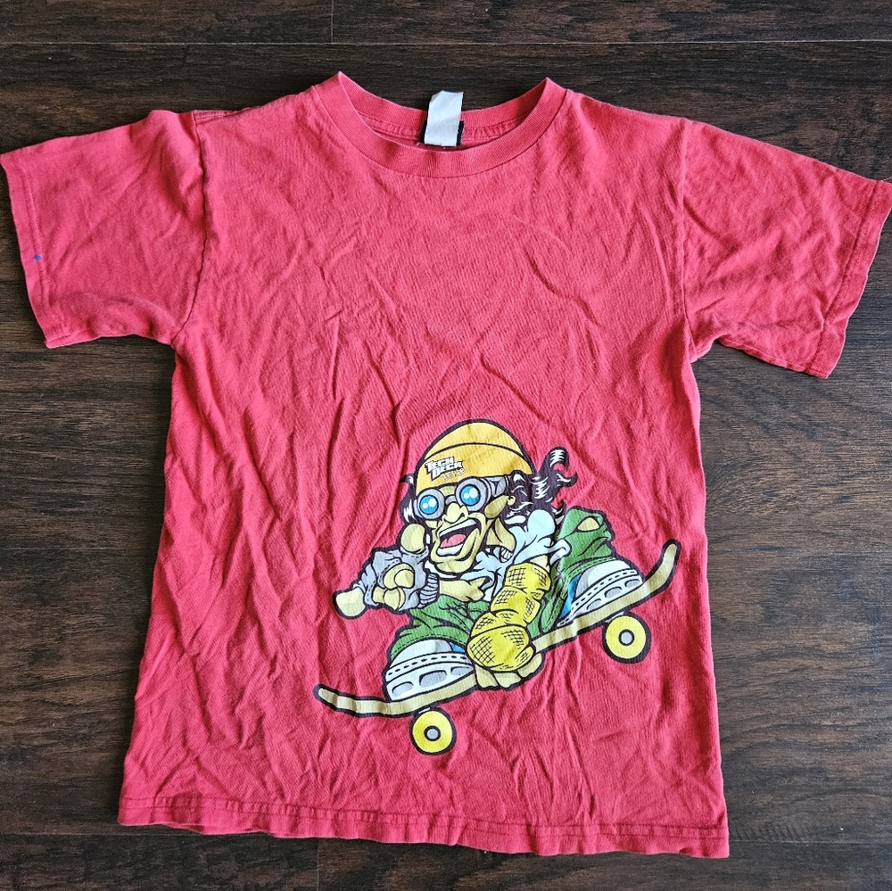 Vintage Tech Deck Flip It Skateboard Graphic T Shirt YOUTH Red Pee Wee